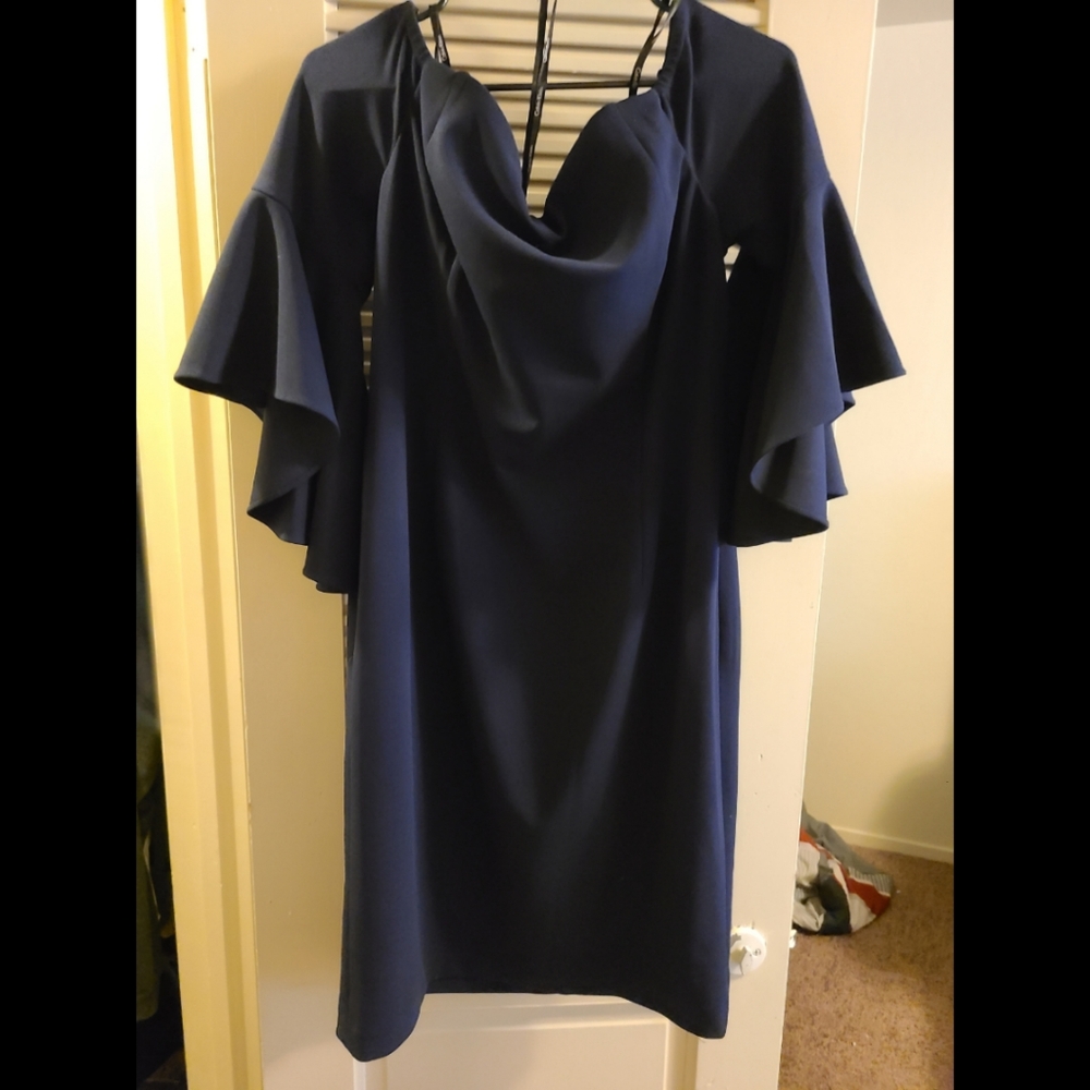 Calvin Klein off the shoulder sheath dress